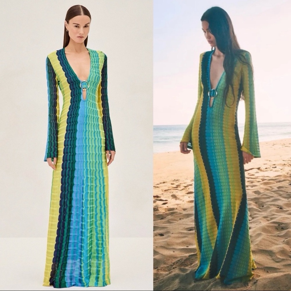 ALEXIS Vibe Long Sleeve Maxi Dress Blue Multi